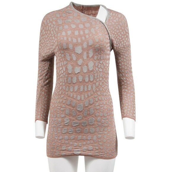 Missoni  Mini Dress Size US 8 44 Tan Grey Asymetrical Stretch Viscose Wool - Picture 1 of 7